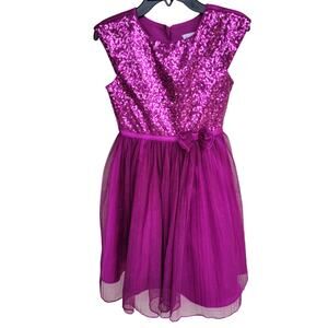 Jonathan Michelle Girls Size 8 Purple Holiday Party Dress Short Sleeve